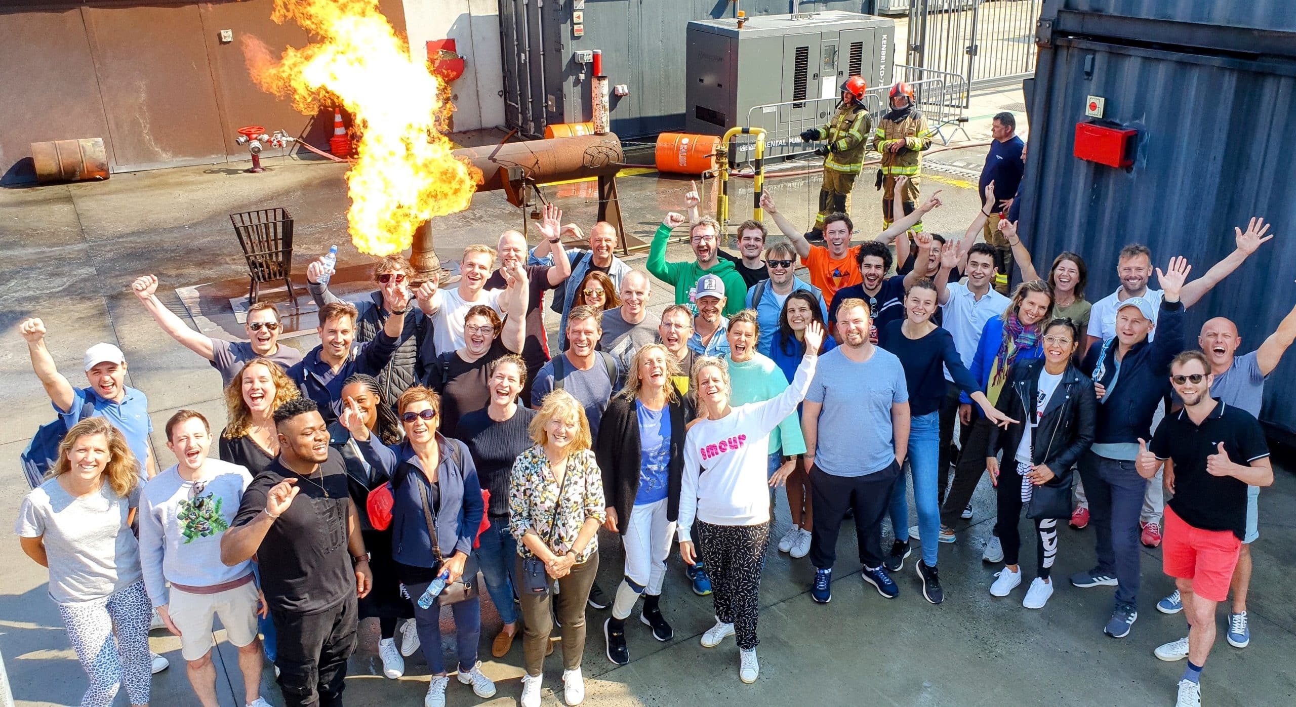 Équipe en teambuilding lors d'un Safety Challenge à Ostende